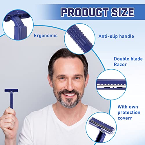 Chumia Twin Blade Razors for Men Stainless Steel Disposable Razors Men Bulk Plastic Shavers Multipurpose Portable Manual Disposable Shavers for Bathing Hotel Travel(400 Pieces)