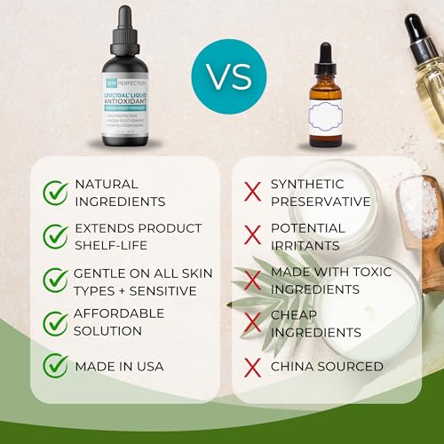 Skin Perfection Leucidal Liquid - Natural Preservative Alternative for Lotion Making - Vitamin C Serum & Hyaluronic Acid Body Lotion Creams - Water Soluble DIY Skincare Cosmetics