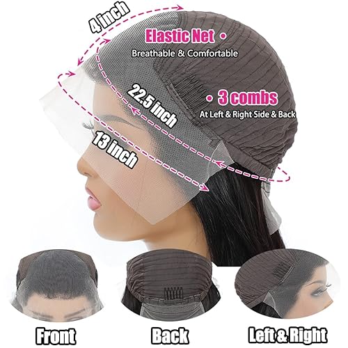 Manorshen Deep Wave Lace Front Wigs Human Hair 13x4 Lace Frontal Wigs for Women Glueless Transparent Lace 180% Density Wigs Pre Plucked with Baby Hair Natural Hairline