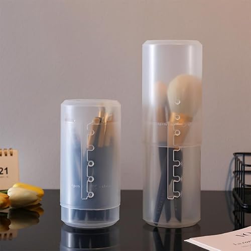 Retractable Makeup Brush Holders, Clear Plastic Travel Makeup Brush Cup with Lid, Portable Cosmetic Brush Organizer Container, Dustproof Brushes Storage Case for Women Make-up Artist, 1pc