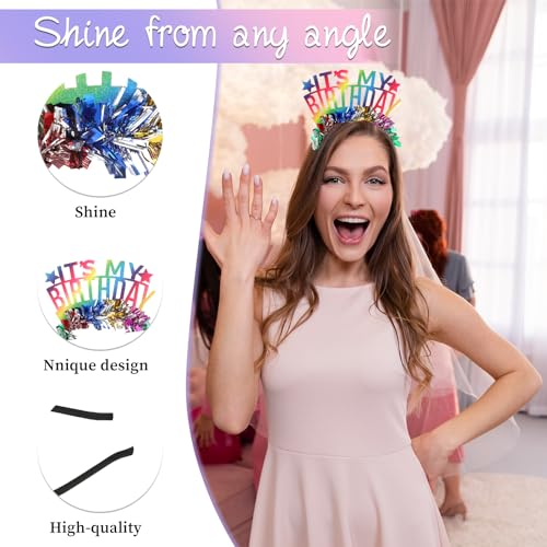 Birthday Girl Headband with Rainbow Bling, Birthday Crown for Women Girls, 21cm x 13cm, Hand Wash Only