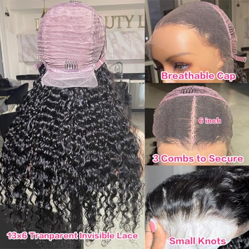 30 Inch Deep Wave Lace Frontal Wigs Human Hair 13x6 Transparent Human Hair Lace Front Wigs 200 Density for Women