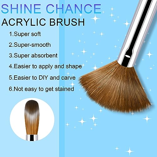 4pc Acrylic Nail Brush Set, Kolinsky Hair Nail Art Brushes, Art Design & Polish Mistake Cleaning Manicure Tools for Women (Sizes 6, 8, 12, 16)