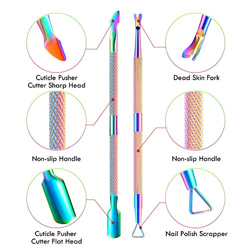 Cuticle Trimmer Cuticle Remover with Cuticle Pusher, XUNXMAS Professional Stainless Steel Durable Pedicure Manicure Tools Cutter Nipper Scissor Clipper for Fingernails and Toenails Dead Skin