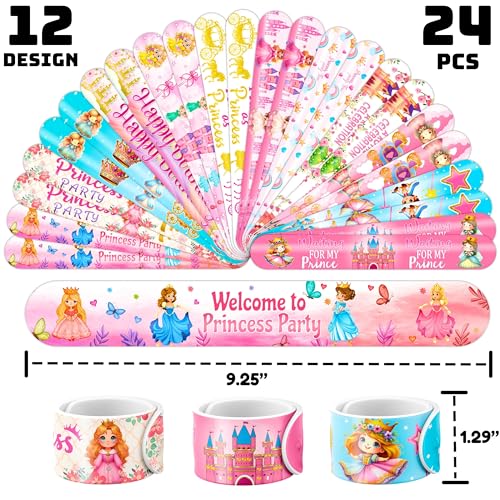 72PCS Little Princess Party Set - 48PCS Temporary Tattoos & 24PCS Slap Bracelets - Cute Birthday Supplies, Baby Shower Gifts, Classroom Rewards & Princess-Themed Decor for Girls