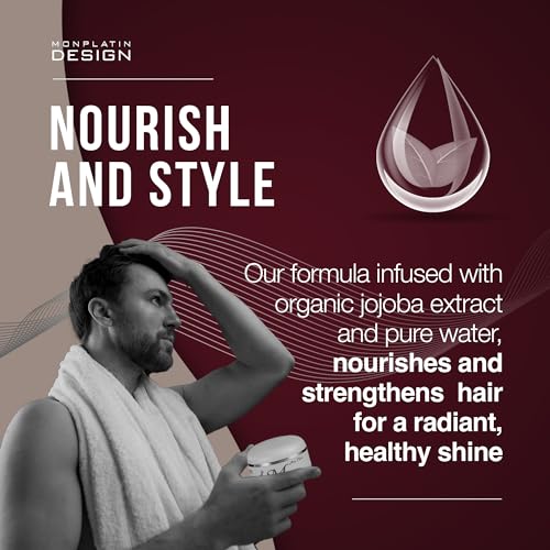 Mon Platin Professional Hair Wax - 150 ml Moisturizing Grooming Wax for Men's Wet and Shiny Look Styling with Jojoba Oil Essence and Pure Water for Scalp Enrichment