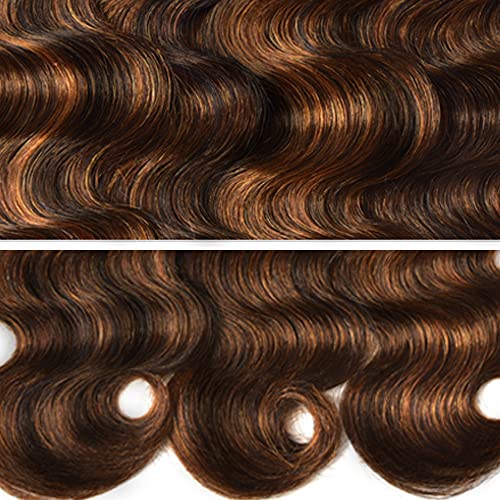 Ombre Body Wave Bundles Human Hair Brown Bundle 28 30 32 Inch Peruvian Virgin Hair Two Tone Color #1B Mixed With Color #30 Hair Extensions