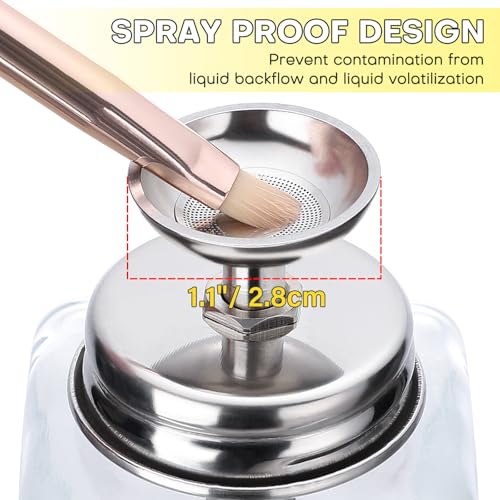 Noverlife 6Oz / 180ml Glass Push Down Pump Dispenser with Cover, Acetone Pump Dispenser Alcohol Dispenser Push Down, Nail Polish Remover Dispenser Bottle Push Down Hand Pumping Press Container
