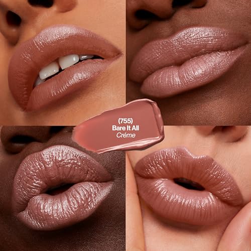 Revlon Super Lustrous Lipstick, Creamy Formula For Soft, Fuller-Looking Lips, Moisturized Feel, 755 Bare It All, 0.15 oz