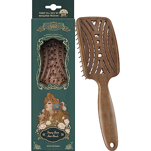 Yao Boar Bristle Hair Brush - Ventilated Thick & Curly Hair Detangler for Women & Kids, Shiny & Textured Hair