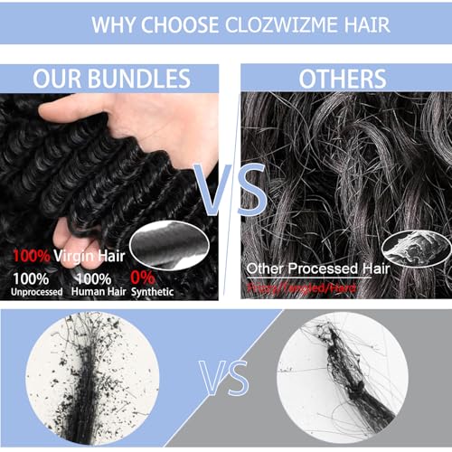 Deep Wave Bundles Human Hair 20 22 24 26 Inch Deep Curly Human Hair Bundle For Women 100% Unprocessed 12A Quick Weave 4 Bundles Deals Natural Color 400G