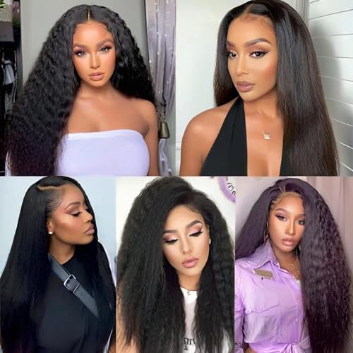 12A Human Hair Bundles 16 18 20 Inch 3 pcs Kinky Straight Bundles Human Hair 100% Unprocessed Brazilian Remy Virgin Hair Extensions Raw Quick Weave Sew In Glossy Billion Hair Bundles Natural Black