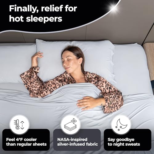 Silvery Restcool¢â Silver Infused Bed Sheets Set - Award-Winning Self-Cooling Fabric for Hot Sleepers with Self-Cleaning Silvery Technology¢â That Stays Fresh 3X Longer (Gray, Full)