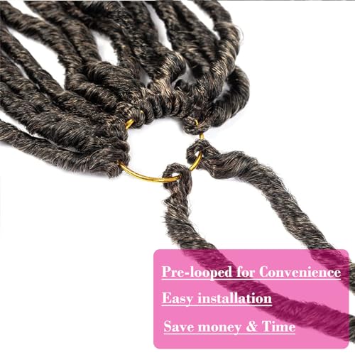 New Faux Locs Crochet Hair 24 Inch 8 Packs Soft Locs Long Deep Waves Goddess Ombre Prelooped Synthetic Dreadlock Extensions (24inch, 1B27)