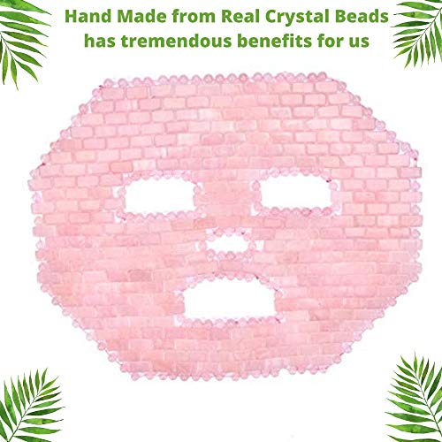 Rose Quartz Mask Full Face Mask Crystal Face Mask Crystal Eye Mask to reduce puffiness, promote relaxation, eye strain and many more. Spa Mask for face (Rose Quartz)