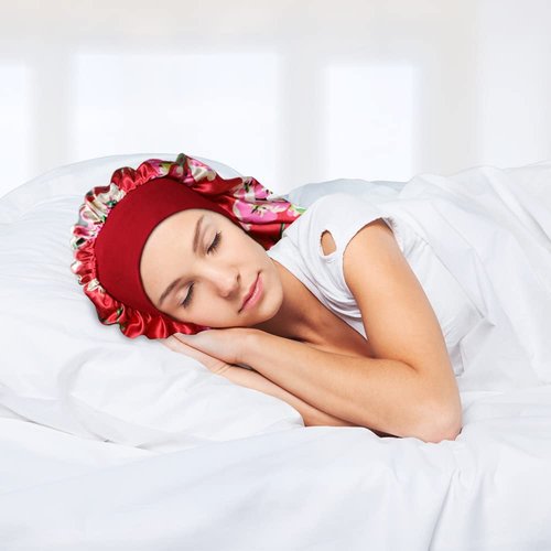 BCHRTOIP 4 Pcs Long Satin Sleep Bonnet for Curly Hair and Dreadlock, Long Braids Bonnet Sleeping Cap for Women Multicolor