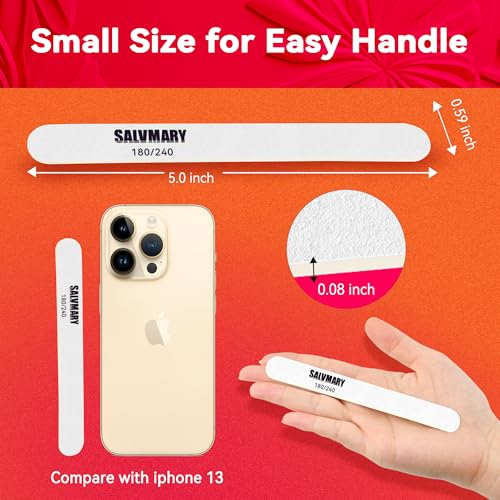 Professional Disposable Small Nail Files 180/240 Grit Double Sided White Emery Boards for Nails Manicure Pedicure Tools 50Pcs