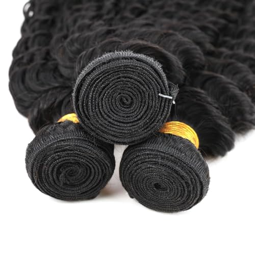 Augfst Brazilian Virgin Human Hair Bundles 10 12 14 Inch Deep Wave Bundles Human Hair Unprocessed Brazilian Virgin Natural Color Sewn In Quick Weave for Black Women