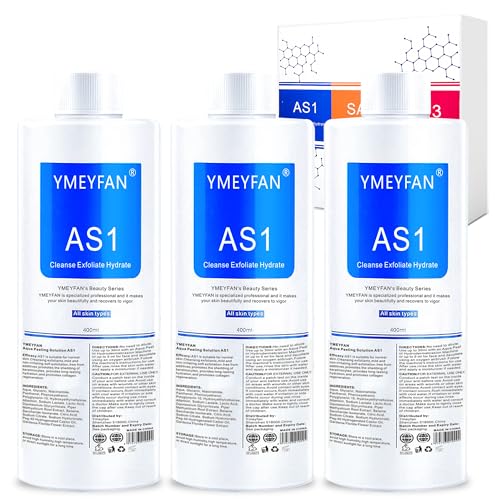 YMEYFAN AS1 Solution for Hydrate Facial Machine (English Ver.), AS1 SA2 AO3 Aqua Peeling Solution for Hydrogen Oxygen Facial Machine, Nourishing Exfoliate Serums for Face Skin Care(400ml x 3Bottles)