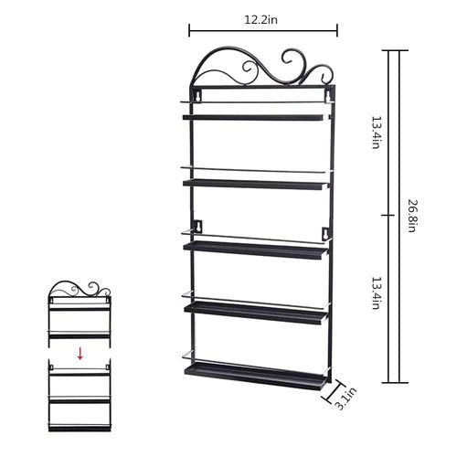 ERYTLLY Wall Mounted Nail Polish Rack, Rectangle Nail Storage Organizer, Salon Shelf Organizer (Black)