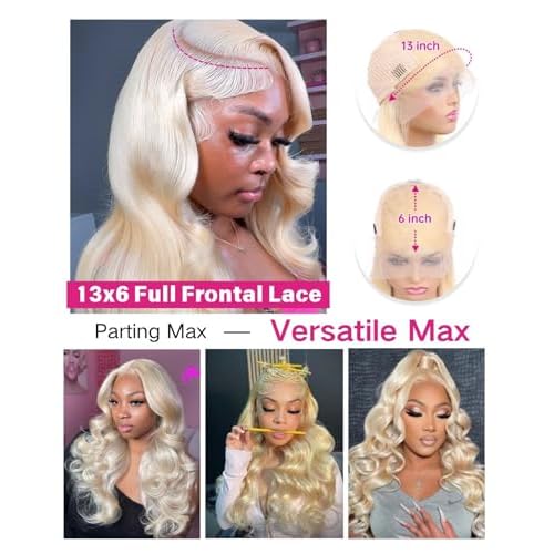 serwell 30Inch 613 13x6 Lace Front Wig Human Hair 200 Density Body Wave HD Lace Front Wigs Human Hair Pre Plucked Blonde Wigs Human Hair for Women True Length Easily Stained Longer Life