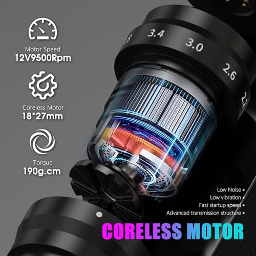 Tattoo Gun - Kiss of Dragon 2400mAh Rotary Tattoo Machine with 6 Adjustable Stroke Lengths, Coreless Motor Options Dual batteries for longer working time-Professional Tattoo Artis