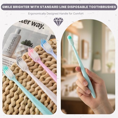120-Pack Disposable Toothbrushes Individually Wrapped, Soft Bristle Bulk Travel Toothbrush for Adults, Kids, Guest, Hotel, Home, Camping, Donation ? 4 Colors, Mini Manual Value Pack