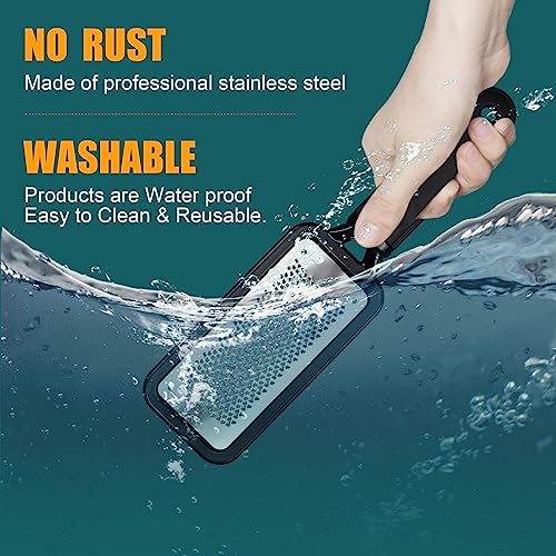 Foot Rasp Foot File, 2 Pcs Stainless Steel Pedicure Callus Remover for Feet, Professional Foot Care Tools for Pedicure to Removes Hard Skin Corns for Dry and Wet Feet