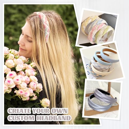 Lawie 20 Pack Black Satin Cloth Fabric Covered Wide Plastic Headbands DIY Crafting Plain Base Head Bands Hard Hairbands (Black B, Width: 2 cm / 0.8")