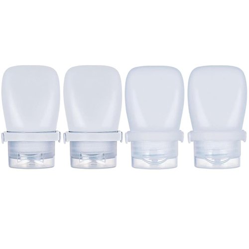 WXOIEOD 2 oz Silicone Travel Bottles, Leakproof Squeeze Bottle Mini Travel Size Container for Toiletries Lotion Shampoo and Conditioner Liquid Salad Dressing to go Condiment, TSA Approved, 4 Pack
