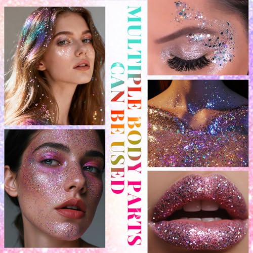 Blue Face and Body Glitter Stick for Sparkling Makeup, Hair Glitter Accessories for Women, Highlighting Stick for Fairy Dust Makeup, Cheerful Face Glitter for Festive Parties and Carnivals