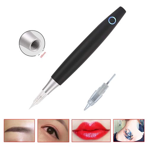 ALIWOD Permanent Eyebrow Makeup Pen Tattoo Rotary Machine 10PCS Needles For Eyebrows,Eyeliners, Lips (Black,AP686B)