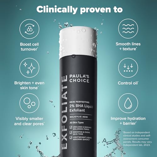 Paula's Choice SKIN PERFECTING 2% BHA Liquid Exfoliant with Salicylic Acid, Facial Polish for Enlarged Pores, Wrinkles & Fine Lines, Suitable for Blackhead-Prone Skin, Fragrance-Free