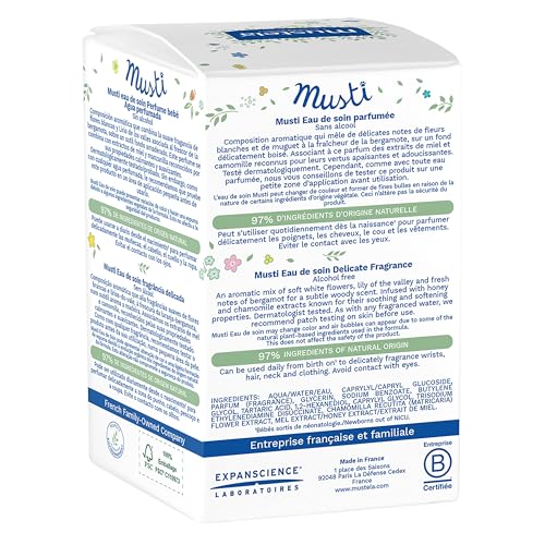 Mustela Musti - Baby Plant-Based Perfume & Cologne Spray - Delicate Fragrance for Boys & Girls - with Chamomile & Honey Extracts - Alcohol Free - 1.69 fl. oz.