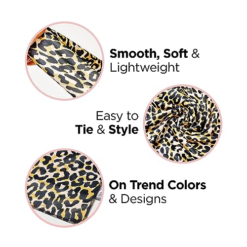 KISS COLORS & CARE Soft Satin Wrap Scarf - Leopard Print, Multi-Purpose, Soft Premium Scarf For Minimizing Frizz, Preventing Breakage & Securing Hair Styles, Wigs & Weaves For All Hair Styles