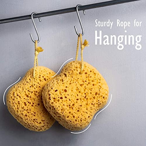 myHomeBody Bath Sponge, Foam Loofah, Body Scrubber for Bathing, Exfoliating Shower Pouf for Shower ? Large Size, Lots of Lather, Curvy, 3 Pack