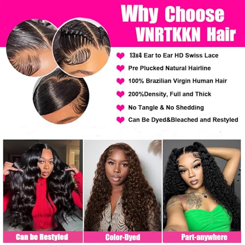 13x4 Deep Wave Lace Front Wigs Human Hair 28 Inch HD Transparent Human Hair Lace Frontal Wigs for Women 200% Density Deep Curly Lace Front Wigs with Baby Hair Pre Plucked Glueless Deep Wave Wig