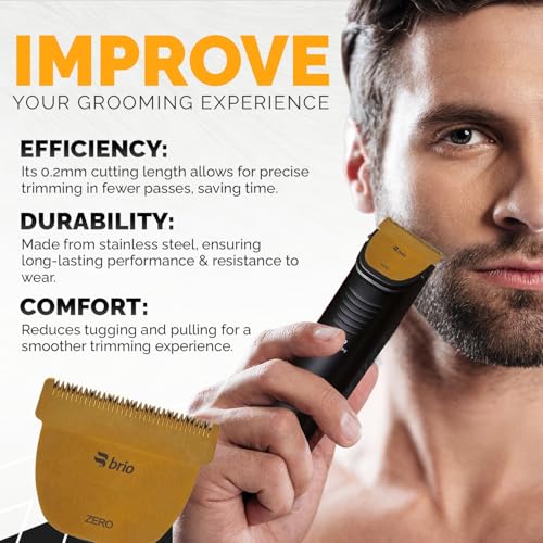 Brio Zero Blade Compatible Beardscape V2 & V1 Trimmers, Cuts Extremely Close at 0.2mm, Stainless Steel Blade Perfect for Super Close Cuts, Creating Tight Lines and Cleaning up Mustaches (Gold)