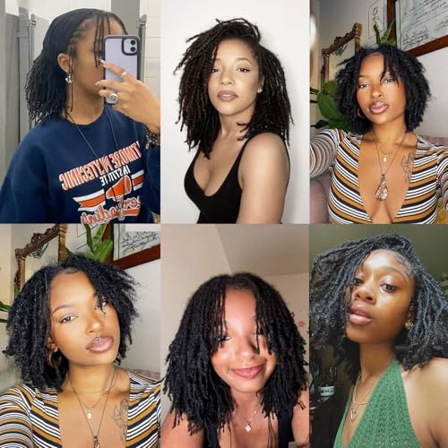 0.2 cm Width 10 Inch 100 Strands Human Hair Loc Extensions, Natural Black 100% Full Handmade Permanent Real Human Hair Dreadlock Extensions for Women/Men/Kids Can Be Dyed Bleached Curled Twisted