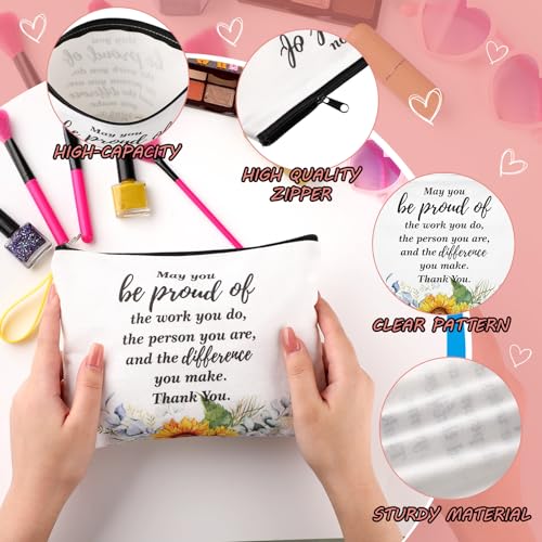 48 Pcs Cna Gifts Inspirational Cosmetic Bag Bulk with Zipper Keychain Cna Appreciation Gifts Bulk Motivational Makeup Bag for Graduation Nursing Assistant Women Teacher Staff Coworker(Delicate Style)