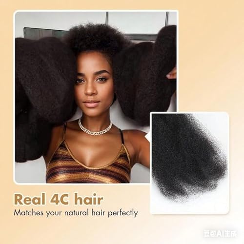 Afro Kinkys Bulk Human Hair, 20 inch 50 Gram 4c Curly Hair for Permanent Sister Locs/Mini Twists/Braids Can Dye and Bleach (Natural Black, 20 Inch)