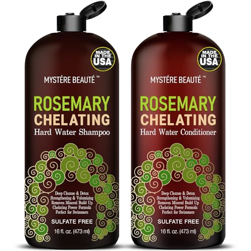MYST?RE BEAUT? Rosemary Chelating Shampoo and Conditioner Set ? Sulfate Free Hard Water Hair Care with Biotin, Keratin & Tea Tree ? Clarifying & Strengthening Duo for Hair Growth ? 16 oz Each