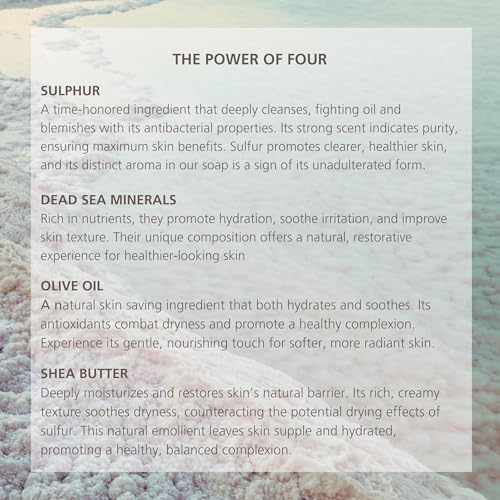 Jericho Dead Sea Sulfur Soap with Olive Oil – Helps with Acne, Psoriasis, Eczema & Blackheads – For Oily to Normal Skin – Vegan Face & Body Bar for Men & Women, 4.4 Oz / 125 g (Pack of 9)