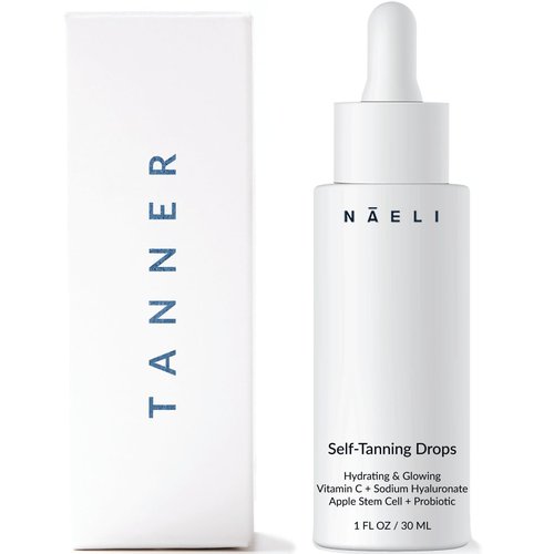 Self Tanner Bronzing Drops - Anti Aging Gradual Sunless Tanning Drops, Natural Hydrating Glow for Face & Body with Vitamin C - Fake Tan Lotion, Vegan & Cruelty Free, 1 oz