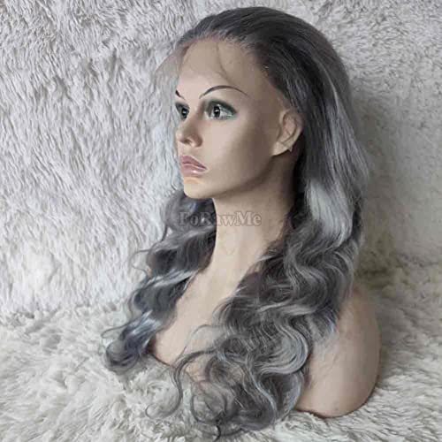 Virgin Brazilian Body Wave Human Hair Front Lace Wigs For Black Women 180% Density Grey Remy Real Hair Pre Plucked Lace Wigs Productions 13X4 Deep Space Lace 18 Inch