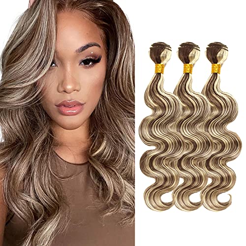 P4613 Human Hair Bundles Blonde Body Wave 3 Bundles 26 26 26 inch Blonde Highlight Bundle Brazilian Virgin Hair Extensions 300g