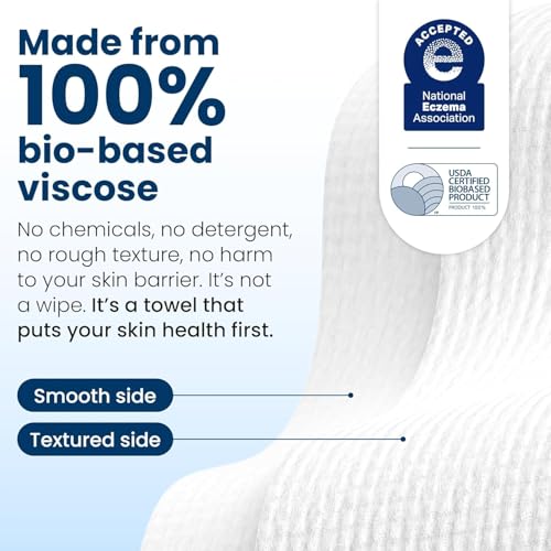 Clean Skin Club Clean Towels®, 100% USDA Biobased Face Towel, Disposable Face Towelette, Eczema Association Accepted, Makeup Remover Dry Wipes, Ultra Soft, 25 ct per pack, 4 Packs, 100 Ct Total