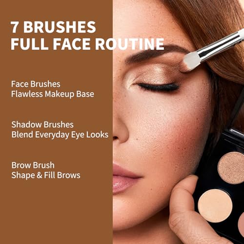 Makeup Brushes Set, Albeaut 7Pcs Face Eyeshadow Brushes Kit with Preminum Bristles Liquid Foundation Concealer Blending Tools Professional & Travel Bag