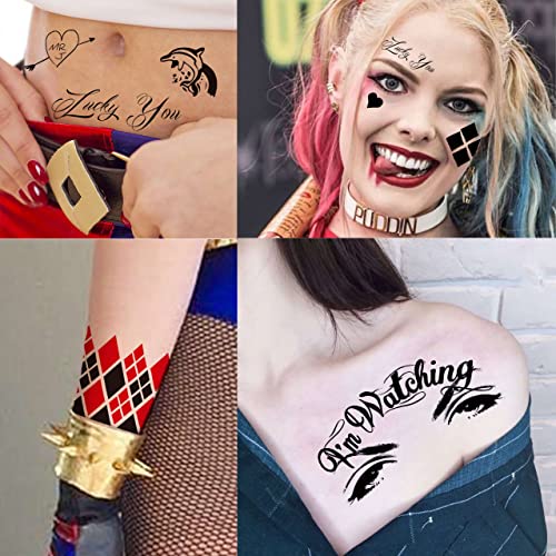 5 Sheets HQ Joker Tattoo Stickers For Women Men Adults, Halloween Temporary Tattoos Face Makeup Kit Set, Zombie Halloween Costume ave Party Accessories, Prison Prisoner Inmate Fake Tattoos
