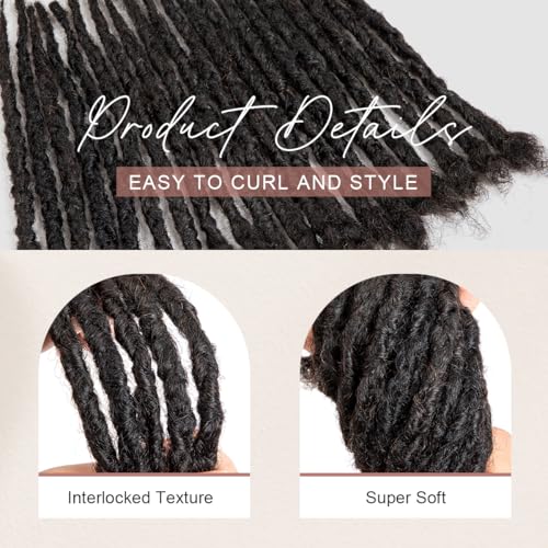 DAIXI Handmade Interlocking Locs 100% Real Human Hair Permanent Loc Extensions Textured Natural Looking Soft Dreadlocks (1B - 0.8cm, 6 Inch 60 Strands)